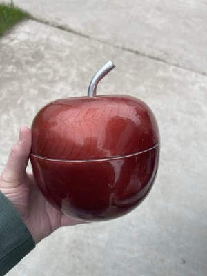 Red Enamel Apple Box Container Made In India - Image 1 of 4