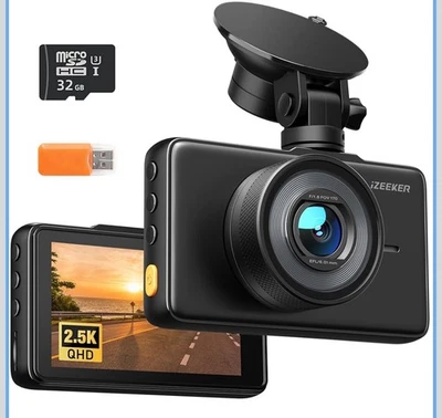 iZEEKER 2.5K Dash Cam, 1440P QHD Car Camera with Free 32GB Card, 3" IPS...