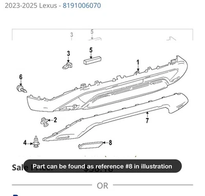 Reflector trasero derecho Toyota Camry 2018-2025 Lexus RX350 450 81910-06070 OEM nuevo Foto 1 de 4