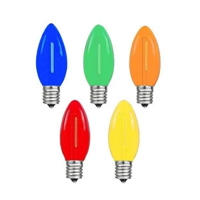 25 Pack C9 LED Christmas Light Bulbs Vintage Filament LED Bulb 0.6W Multicolor - Image 1 of 4