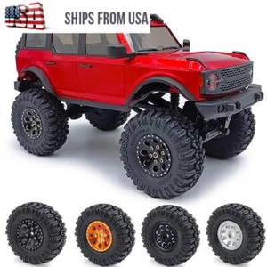 1.0 CNC Beadlock Wheel Rims & Tires 58mm for 1/24 RC Axial SCX24 All Series Cars - Picture 1 of 17