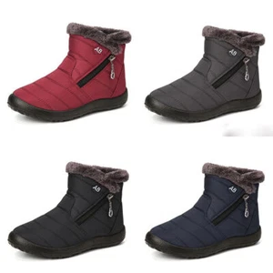 Winter Womens Ankle Size Shoes Snow Fur Waterproof Boots Warm Lined Ladies Flat - Picture 1 of 21