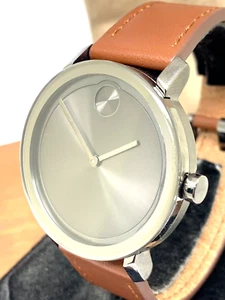 Reloj para hombre Movado 3600506 audaz cuarzo suizo esfera gris 40 mm correa de cuero marrón - Imagen 1 de 12
