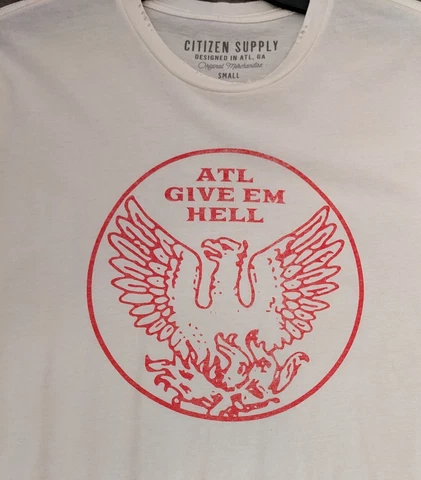 RARE Atlanta Braves Falcons United Citizen Supply  T-shirt Small Hawks Cover