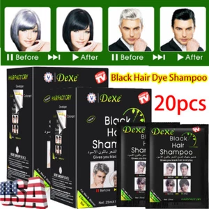 20 Stück Sofort 5 Minuten Schwarz Haarfarbe Shampoo Weiß Werden Schwarz Haarfarbe Färben - Bild 1 von 18