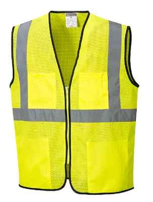 VEST PORT PORTWEST TAMPA POLYESTER MESH SAFETY VEST SZ XS-7XL US380 CLASS 2 ZIPPER CLOSE *