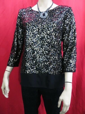 COAST Gold Sabah sequin 3/4 Sleeved Evening Top NWT UK 12 & Coast blk pants - Image 1 of 4