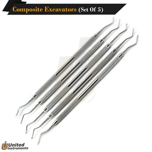 Set Of 5 Dental Spoon Excavators Cavity Carious Removal Enamel Hatch Excavator - Picture 1 of 6