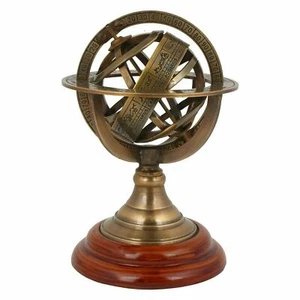 VINTAGE BRASS ARMILLARY SPHERE GLOBE COLLECTIBLE NAUTICAL DECOR GOOD GIFT ITEM - Picture 1 of 3