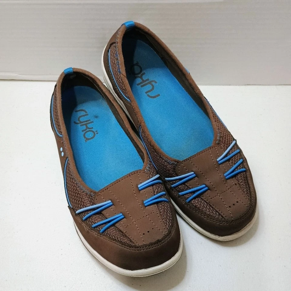 Zapatos planos informales para mujer Ryka marrón y azul con acabado de gamuza talla 7,5 Foto 1 de 4