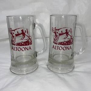 Vintage Altoona Glass Beer Mug Stein Cheetah Leopard Beer Glasses Set Of 2 - Picture 1 of 11