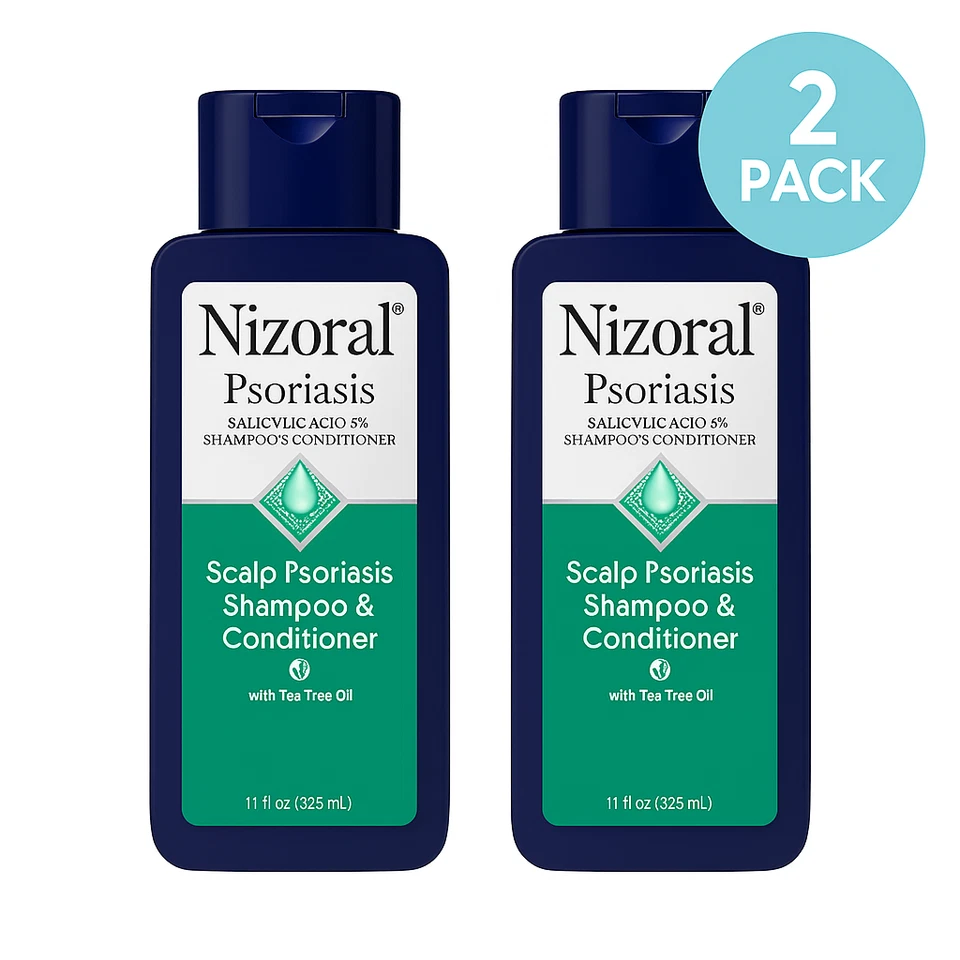 Nizoral Psoriasis Shampoo & Conditioner 11 oz 2 Pack Tea Tree New - Image 1 of 1