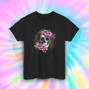 Camisa Floral Calavera Estampado Leopardo Gótica Grunge Estética Boho Arte Camiseta S-5XL - Imagen 1 de 11