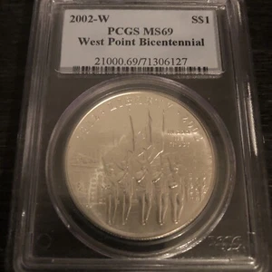 2002 W West Point Commemorative Silver Dollar Proof $1 PCGS PR69 DCAM - Picture 1 of 2