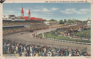 Souvenir del Kentucky Derby, Louisville, KY. Cartolina d'epoca corsa di cavalli - Foto 1 di 2