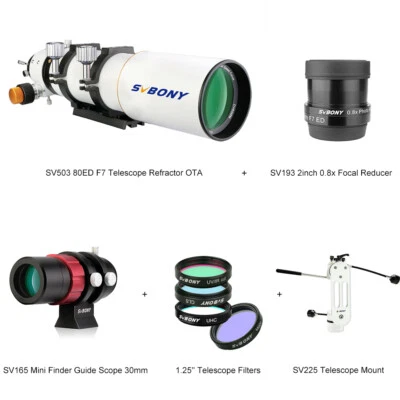 SVBONY SV503 80ED Telescope Refractor +1.25'' Filters +SV225 Mount + Mini Finder - Image 1 of 4