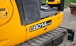 JCB 8014CTS MINI DIGGER COMPLETE DECAL STICKERS SET WITH SAFETY WARNING 