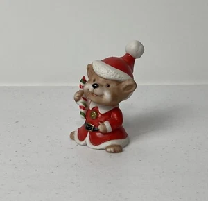 Homco Oso de Peluche Navidad Estatuillas Porcelana #5600 Bastón de Caramelo Decoración 3" De Colección - Imagen 1 de 5