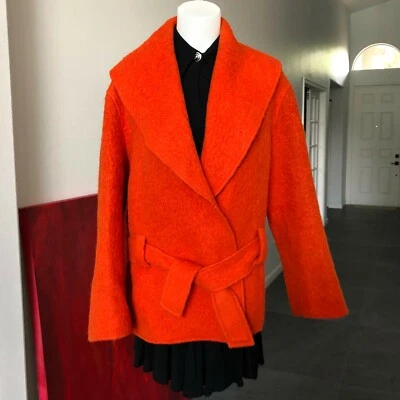 GIANNI VERSACE GENNY 90's orange alpaca wool wrap jacket coat size IT 42 - Image 1 of 4