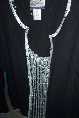 Randolph Duke~NEW~XS~ Cashmere & Angora Black Cardigan & Tank Silver Sequins Foto 1 de 4