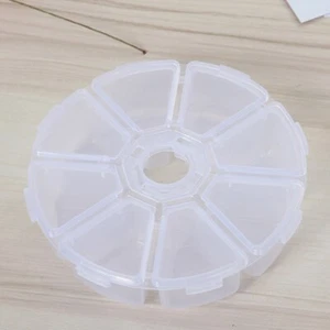 Round 8 Grids Small Jewelry Storage Box Beads Desktops Stand Plastic Case Holder - Picture 1 of 9