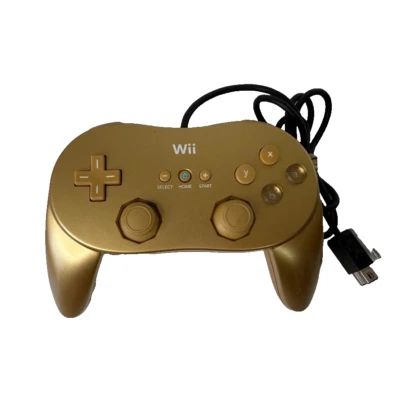 Official OEM Nintendo Wii Classic Pro Controller Gold RVL-005 Zelda Gold Used - Image 1 of 4