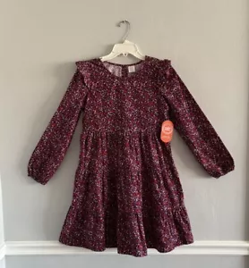 Wonder Nation Teen Girls Wine Multicolor Tiered Ruffles Corduroy Dress 14-16 New - Picture 1 of 21