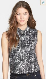 New Vince Camuto Eclipse Small Sleeveless Mock Neck Blouse Retail $79 - Picture 1 of 4