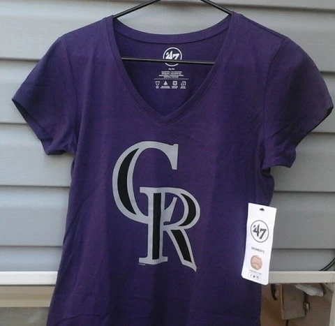 Colorado Rockies Baseball Womens 47BRAND V-Neck Shirt Cover