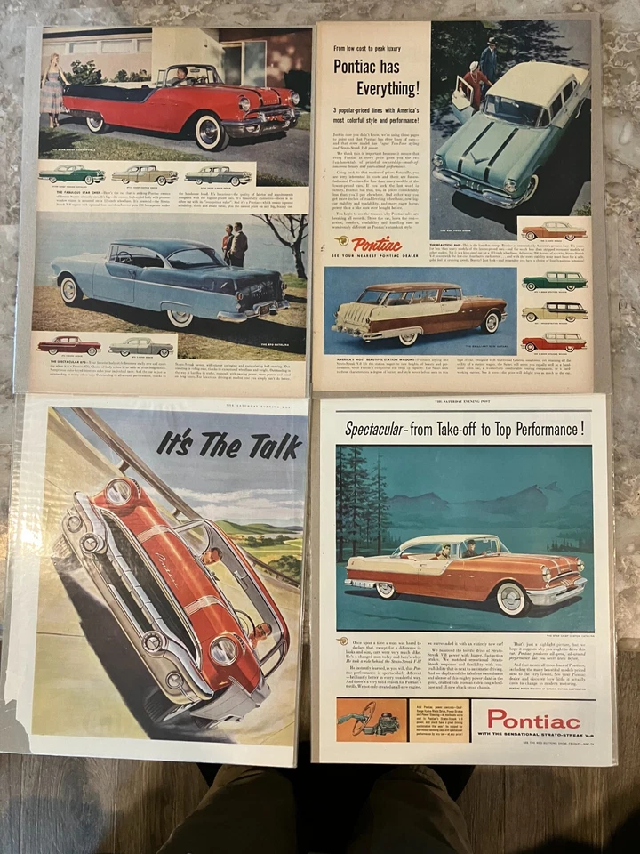 1955 Pontiac Silver Streak  GM Safari sedan*Original* car ad print Lot of 3  II — 第 1/4 张图片