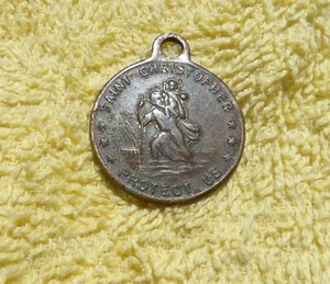 VINTAGE ST CHRISTOPHER Protect Us Medallion Token Coin--In Case of Accident - Picture 1 of 4