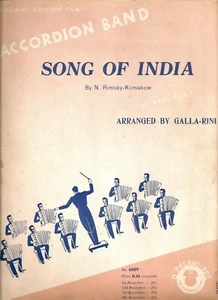 "SONG OF INDIA" by Rimsky-Korsakow as Arranged by Galla-Rini- 3 Pages Circa-1937 - Picture 1 of 2