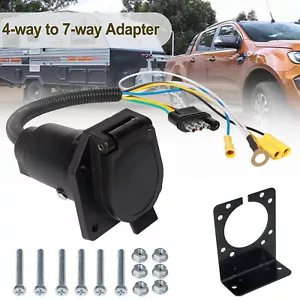 4 Pin to 7 Way Blade RV Trailer Plug Adapter Tow Light Wiring Connector Truck - Foto 1 di 8