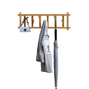 Wall Coat Rack Wood Coat Rack Entryway Hanging Shelf with 6 Hooks for Clothes * - Picture 1 of 10