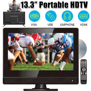 13" TV Widescreen HDTV Built-in DVD Player with HDMI & USB with Car Cord Adapter - Picture 1 of 13