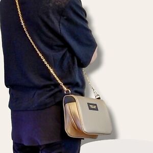 Versace Champagne Gold Clutch Shoulder Crossbody Bag Purse Chain Strap NWT