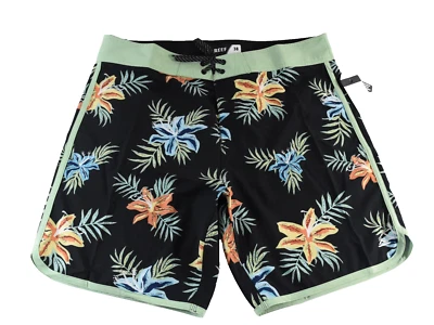 Reef 男式板短裤全新 38 黑色花卉蓝色绿色长度 19 英寸弹力 — 第 1/4 张图片