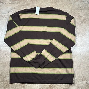 New Gap Sweater Pullover Men XL Brown Striped Knit Crew Neck Long Sleeve - Picture 1 of 5