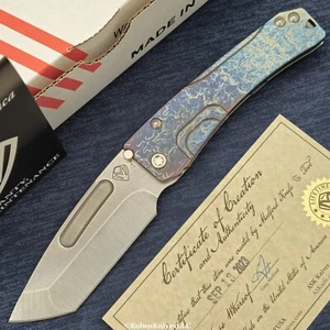 Medford Slim Midi S45VN Tumbled Tanto Blade Flamed/Tumbled Titanium Handles 014 - Picture 1 of 6