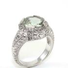 14K White Gold Ring Size 7 Mint Green Quartz Diamond Heart