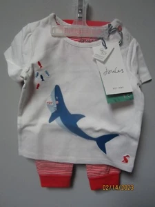 Joules Baby Boy Byron White Shark Shirt & Pant Set Size 3-6M - Picture 1 of 3