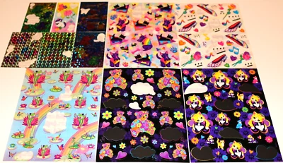 VINTAGE LOT LISA FRANK BUBBLE PRISM DREAM WRITERS SCOTTIE FROG STICKER SHEETS ++ - Image 1 of 4