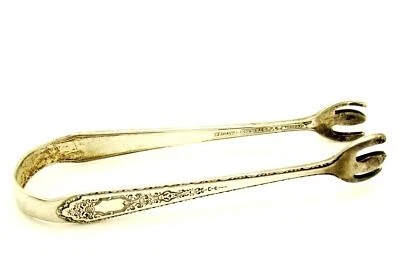 Pinza de azúcar vintage patrón Lunt Mary II plata esterlina longitud 3" Foto 1 de 3