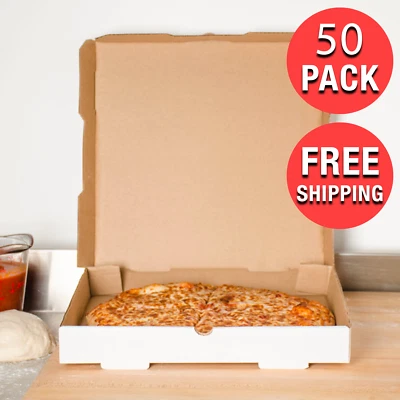 (50-Case) 18" x 18" x 2" White Corrugated Plain Pizza Bakery Square Take-Out Box - Image 1 of 4