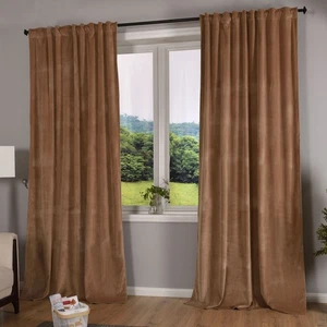 Cortina oscurecedora "Milano" terciopelo cinta lazo arena 2 piezas HxA 235x135 cm - Imagen 1 de 10