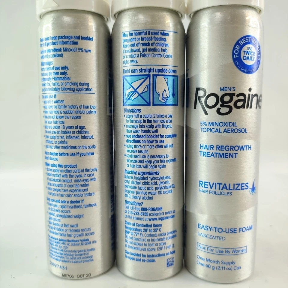 ROGAINE Mens Extra Strength 5 Minoxidil Topical Solution 3 Month Supply Exp2022