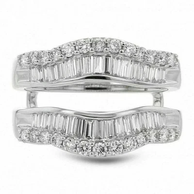 2Ct Lab-Created Diamond Double Enhancer Wedding Wrap Ring 14K White Gold Plated - Image 1 of 3