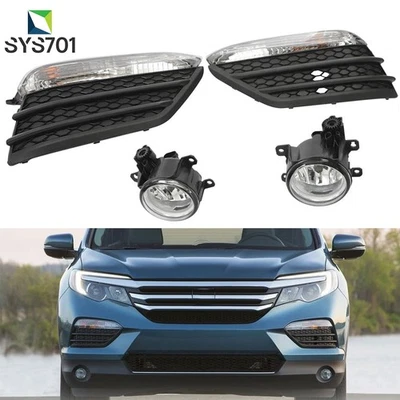 For Honda Pilot 2016 2017 2018 Front Bumper Turn Signal Lights&Covers&Fog Lights Foto 1 de 4