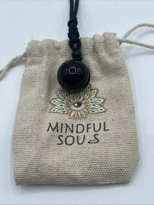 黑曜石水晶球项链可调节 — 第 1/4 张图片