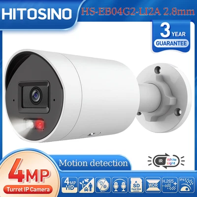 HITOSINO 4MP Bullet PoE IP Camera Smart Dual Light MIC 100ft Color Night Vision RTSP IP67